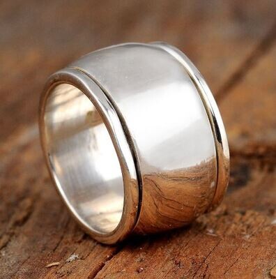 Spinner Ring, Dome Ring, Sterling Silver Ring for Women, Meditation Ring, Spinning Thick Wide Band, Worry Ring, fidget ring, Anxiety Ring