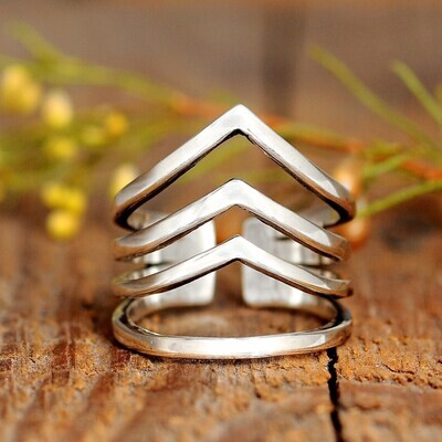 Chevron Ring, Boho Ring, Sterling Silver Ring for Women, Statement Thumb Ring, Bohemian Jewelry, Full Finger