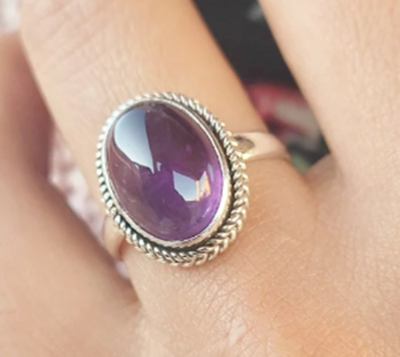 Natural Amethyst Ring, Amethyst Silver Ring, Amethyst Ring, Amethyst Ring For Women, Boho Hippie Ring, Raw Stone Ring, Valentines Day Gift
