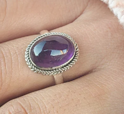 Natural Amethyst Ring, Amethyst Silver Ring, Amethyst Ring, Amethyst Ring For Women, Boho Hippie Ring, Raw Stone Ring, Valentines Day Gift
