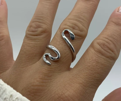 925 Sterling Silver Designer Snake Adjustable Ring, Handmade Snake Wrap Finger Silver Ring, Girls Jewelry, Valentine's Day, Etsy Cyber 2021