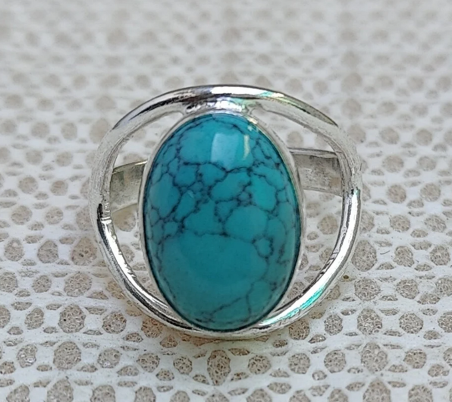 Natural Turquoise Ring, Statement Ring, Oval Turquoise Ring,925 Sterling Silver Ring, Blue Ring, Boho Turquoise Ring, Gift For Her.