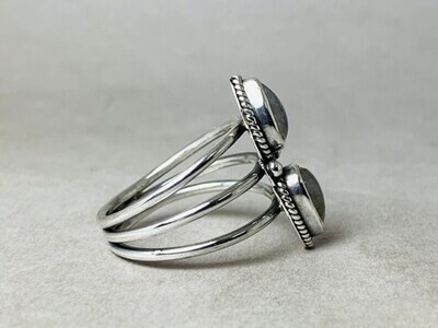 Half Moon Ring, Moonstone Ring, 925 Sterling Silver, Handmade Ring, Gemstone Ring, Natural Moonstone Ring, Thumb Band