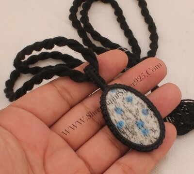 K2 Jasper Macrame Pendant Necklace Gifts For Her, Handmade Gemstone Macrame Jewelry Gifts Idea, Black Thread Oval Gemstone Bohemian Necklace