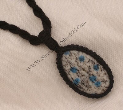 K2 Jasper Macrame Pendant Necklace Gifts For Her, Handmade Gemstone Macrame Jewelry Gifts Idea, Black Thread Oval Gemstone Bohemian Necklace
