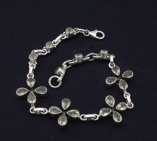 Natural Peridot Pear Stone Bracelet, 925 Sterling Silver Adjustable Bracelet Handmade Bracelet For Gift Gemstone Jewelry Birthstone