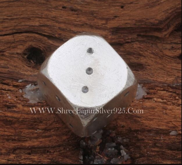 Silver Metallic Dice Solid 925 Sterling Silver Deice RPG Tool Tabletop Role-play Games CCG Card Board Random