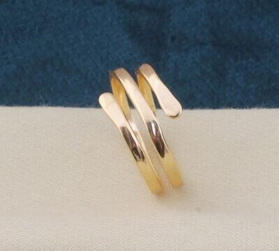 22kt Gold Plated Brass Adjustable Band Ring For Men Women, Handmade Three Layers Band Gold Ring Gifts Idea Wedding Anniversary Birthday