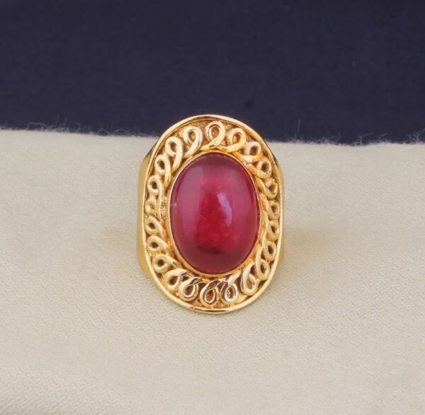Ruby Jade Gemstone Brass Ring, 22k Gold Plated Ring, Long Stone Ring, Boho Ring, Dainty Ring, Handmade Ruby Stone Women Ring, Gift For Women
