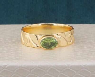 Peridot Gemstone Brass Ring, Handmade Ring, Statement Ring, 22k Gold Plated Ring, Handmade Boho Ring, Dainty Ring, Women Ring, Gift For Her