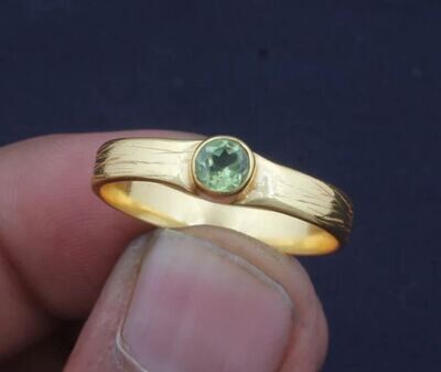 Peridot Gemstone Brass Ring, Handmade Ring, Statement Ring, 22k Gold Plated Ring, Handmade Boho Ring, Dainty Ring, Women Ring, Gift For Her