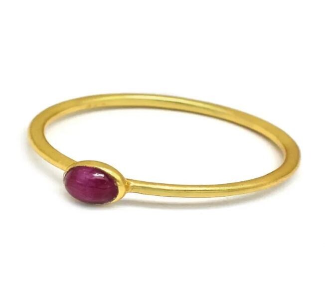Ruby Gemstone Simple Ring, Handmade Ring, Statement Ring, 22k Gold Plated Ring, Handmade Vintage Ring, Dainty Ring, Women Ring Gift For Her