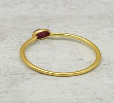 Ruby Gemstone Simple Ring, Handmade Ring, Statement Ring, 22k Gold Plated Ring, Handmade Vintage Ring, Dainty Ring, Women Ring Gift For Her