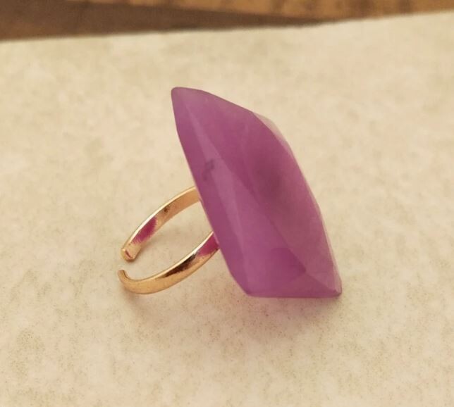 Red Garnet Gemstone Brass Ring, Statement Ring, 18k Gold Plated Ring, Vintage Ring Handmade Boho Ring, Dainty Ring, Women Ring, Gift For Her