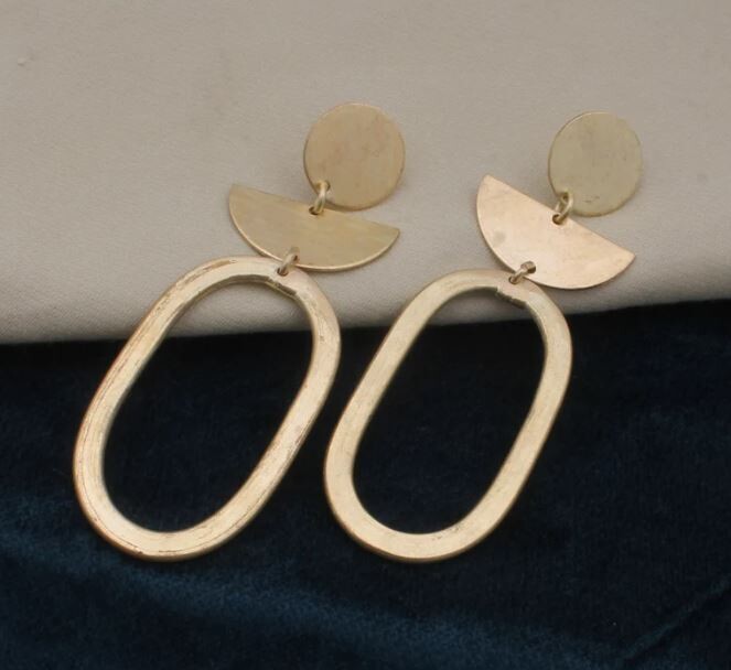 22k Gold Plated Long Earring, Stud Earrings, Gold Modern Studs, Unique Abstract Earrings, Women Daughter Wife Gift Earring Gift For Her