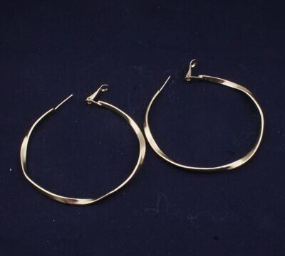 22K Gold Plated Large Hoop Earrings, Thin Lightweight Hoops, Perfect for Sensitive Ears, Circle Earrings, Twisted Earring, Gold Earrings