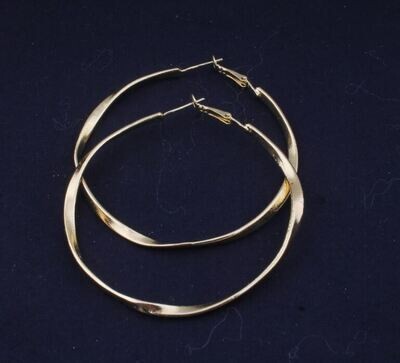 22K Gold Plated Large Hoop Earrings, Thin Lightweight Hoops, Perfect for Sensitive Ears, Circle Earrings, Twisted Earring, Gold Earrings