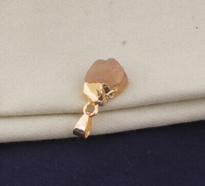 Citrine Raw Cap Charm Pendant, Electroplated Raw Pendant, Birthstone Pendant Charm, 22K Gold Plated Pendant, Birthstone Pendant For Women