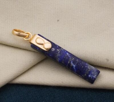 Rectangle Bar Long Gemstone Pendant, 18K Gold Plated Pendant, Lapis Lazuli Birthstone Pendant, Statement Brass Pendant Best Gift For Her