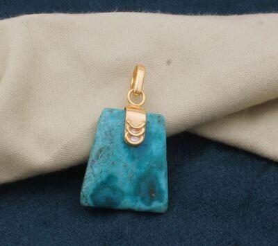 Turquoise Trapezoid Shape Gemstone Pendant, Natural Stone Pendant, 18K Gold Plated Pendant, Birthstone Pendant, Gemstone Pendant, Best Gift