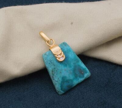 Turquoise Trapezoid Shape Gemstone Pendant, Natural Stone Pendant, 18K Gold Plated Pendant, Birthstone Pendant, Gemstone Pendant, Best Gift