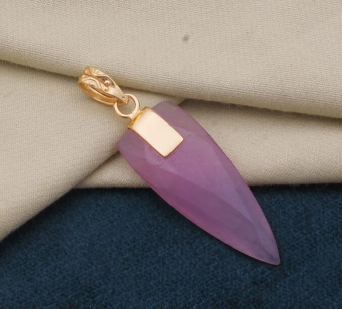Lavender Jade Gemstone Pendant, Jade Gemstone Pendant, 22K Gold Plated Pendant, Anniversary Gift Pendant, Statement Pendant, Best Gift Idea
