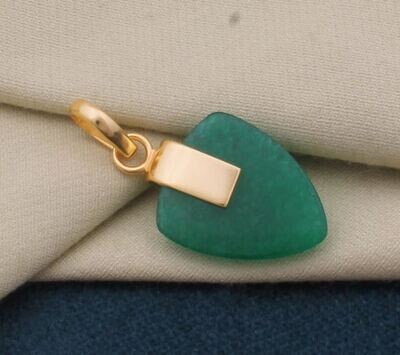 Green Jade Pendant, Natural Gemstone Pendant, 18K Gold Plated Pendant, Birthstone Pendant, Statement Brass Pendant Best Gift Idea For Her