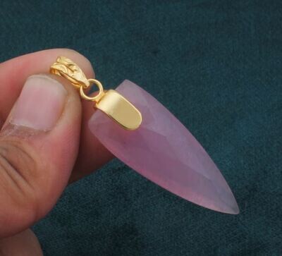 Lavender Jade Gemstone Pendant, Jade Gemstone Pendant, 22K Gold Plated Pendant, Anniversary Gift Pendant, Statement Pendant, Best Gift Idea