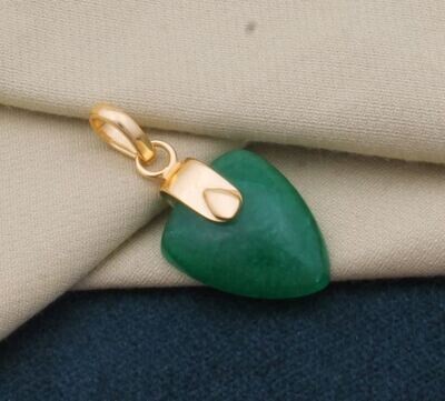 Green Jade Pendant, Natural Gemstone Pendant, 18K Gold Plated Pendant, Birthstone Pendant, Statement Brass Pendant Best Gift Idea For Her