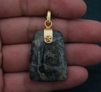 Star Galaxy Trapezoid Shape Stone Pendant, Natural Stone Pendant, 18K Gold Plated Pendant, Birthstone Pendant, Gemstone Pendant, Best Gift