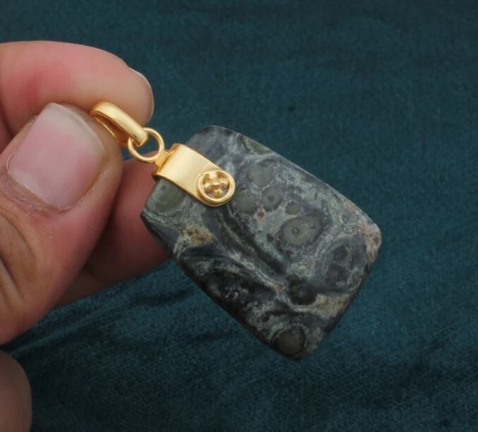 Star Galaxy Trapezoid Shape Stone Pendant, Natural Stone Pendant, 18K Gold Plated Pendant, Birthstone Pendant, Gemstone Pendant, Best Gift