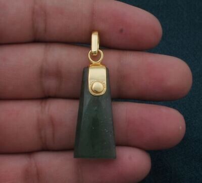 Green Cherry Quartz Pendant, Natural Stone Pendant, 18K Gold Plated Pendant, Birthstone Pendant, Statement Brass Pendant Gift Idea For Her