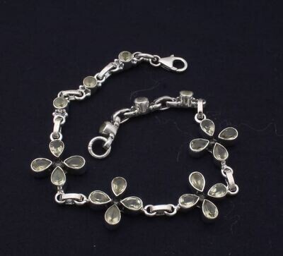 Natural Peridot Pear Stone Bracelet, 925 Sterling Silver Adjustable Bracelet Handmade Bracelet For Gift Gemstone Jewelry Birthstone