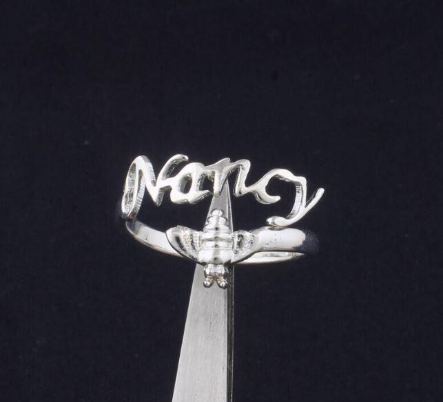 Custom Name Honey Bee Adjustable Ring | Name Ring in Sterling Silver, Gold and Rose Gold | Gift For Mom | Best Friend Gift | Bridesmaid Gift