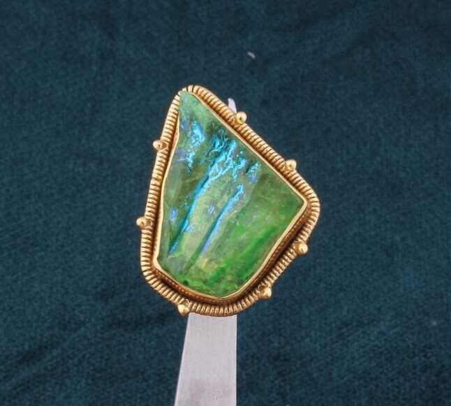 Raw Green Aura Quartz 14kt Gold Plated Brass Ring For Women, Handmade Rough Gemstone Gold Ring Gifts For Her Wedding Anniversary Birthday