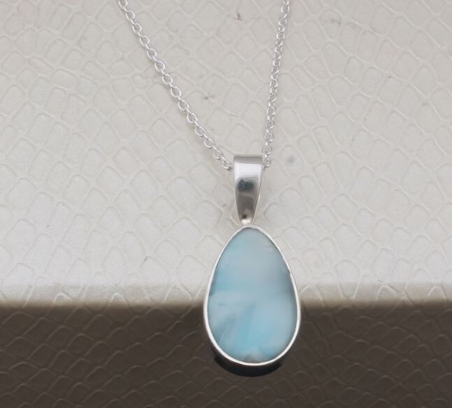 Larimar Pendant 925 Sterling Silver Pendant Handmade Jewelry Vintage Pendant Dainty Pendant Gift For Women Larimar Gemstone Jewelry For Her