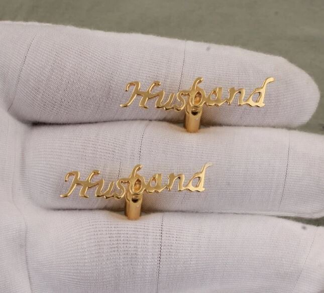Men's Jewelry Personalized Name 14kt Gold, Rose Gold &amp; Silver Cufflink For Men, Custom Fancy Name Cufflink, Perfect Father Day Gift for Him