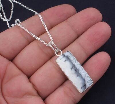 Dendritic Opal Gemstone Pendant, 925 Sterling Silver Pendant Handmade Jewelry Dainty Pendant Gift For Women Opal Gemstone Jewelry For Her
