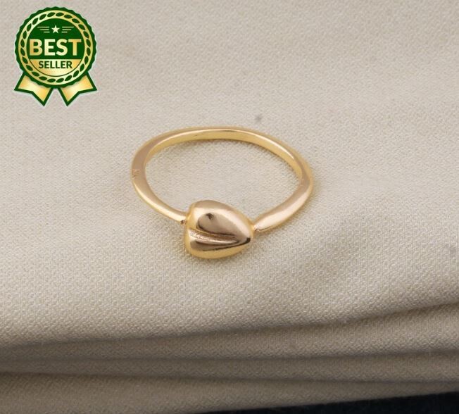Little Heart 14kt Gold Plated Brass Adjustable Band Ring For Men Women, Handmade Tiny Heart Gold Ring Gifts Wedding Anniversary Birthday