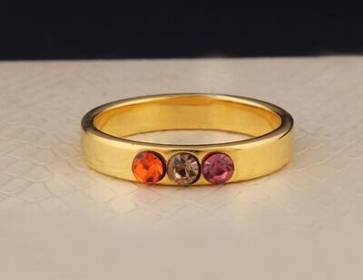 Multi Colour Dainty Ring, Mothers Ring, Minimal Ring, Family Ring, Vintage Band Ring, Zircon Ring, Gold Ring, Gold Plated Brass Ring Gifts