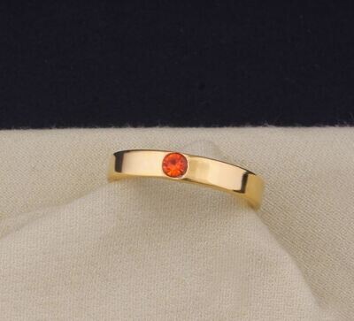 Dainty Ring, Mothers Ring, Minimal Ring, Family Ring, Vintage Band Ring, Orange Zircon Ring, Gold Ring, Gold Plated Brass Band Ring Gifts
