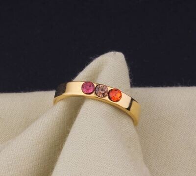 Multi Colour Dainty Ring, Mothers Ring, Minimal Ring, Family Ring, Vintage Band Ring, Zircon Ring, Gold Ring, Gold Plated Brass Ring Gifts