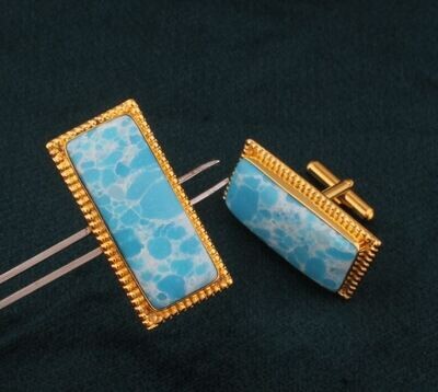Larimar Blue Gemstone cufflink , minimalism cufflinks, groom cufflink, wedding cufflink, best men cufflink, best men gift, Gemstone cufflinks