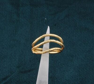 14kt Gold Plated Brass Adjustable Band Ring For Men Women, Handmade Three Layers Band Gold Ring Gifts Idea Wedding Anniversary Birthday