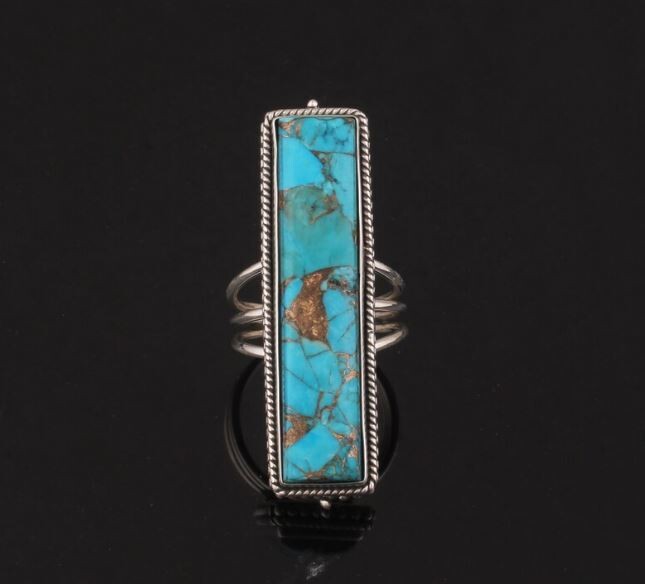 Turquoise Blue Copper Gemstone Ring For Women, 925 Sterling Silver Gemstone Ring For Gift, Handmade Gift Solitaire Ring, Stacking Ring Women