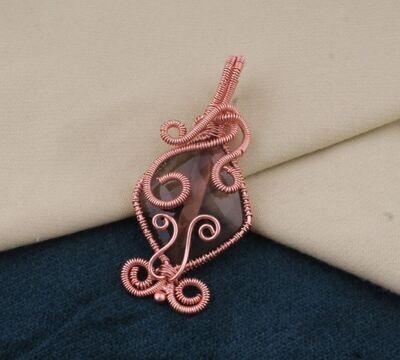 Copper Wire Wrapped Smoky Quartz Wedding Necklace Pendant For Women, Handmade Cushion Gemstone Copper Pendant Gifts Idea For Her Jewelry Copper Wire Wrapped Smoky Quartz Wedding Necklace Pendant For Women, Handmade Cushion Gemstone Copper Pendant Gifts Idea For Her Jewelry
