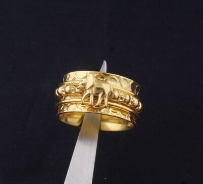Elephant Fidget Spinner Ring For Wedding, Handmade 14kt Gold Plated Brass, Rose Gold &amp; Sterling Silver Anxiety Ring Gifts For Her Jewelry