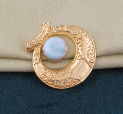 Larimar Pendant, Gemstone Pendant, 14K Gold Plated Pendant, Women Jewelry Birthstone Pendant, Statement Brass Pendant Best Gift Idea For Her