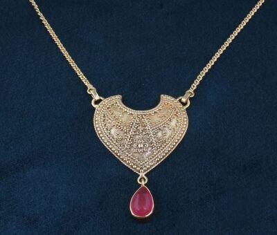 Pear Pink Jade Pendant, Gemstone Pendant, 14K Gold Plated Pendant, Birthstone Pendant, Statement Brass Pendant Best Gift Idea For Her