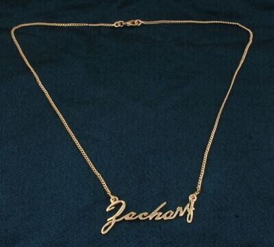 14K Gold plated Brass Name Necklace, Personalized Jewelry, Gold Name Necklace, Nameplate Necklace, Mothers Day Gift Brass Necklace, Mom Gift